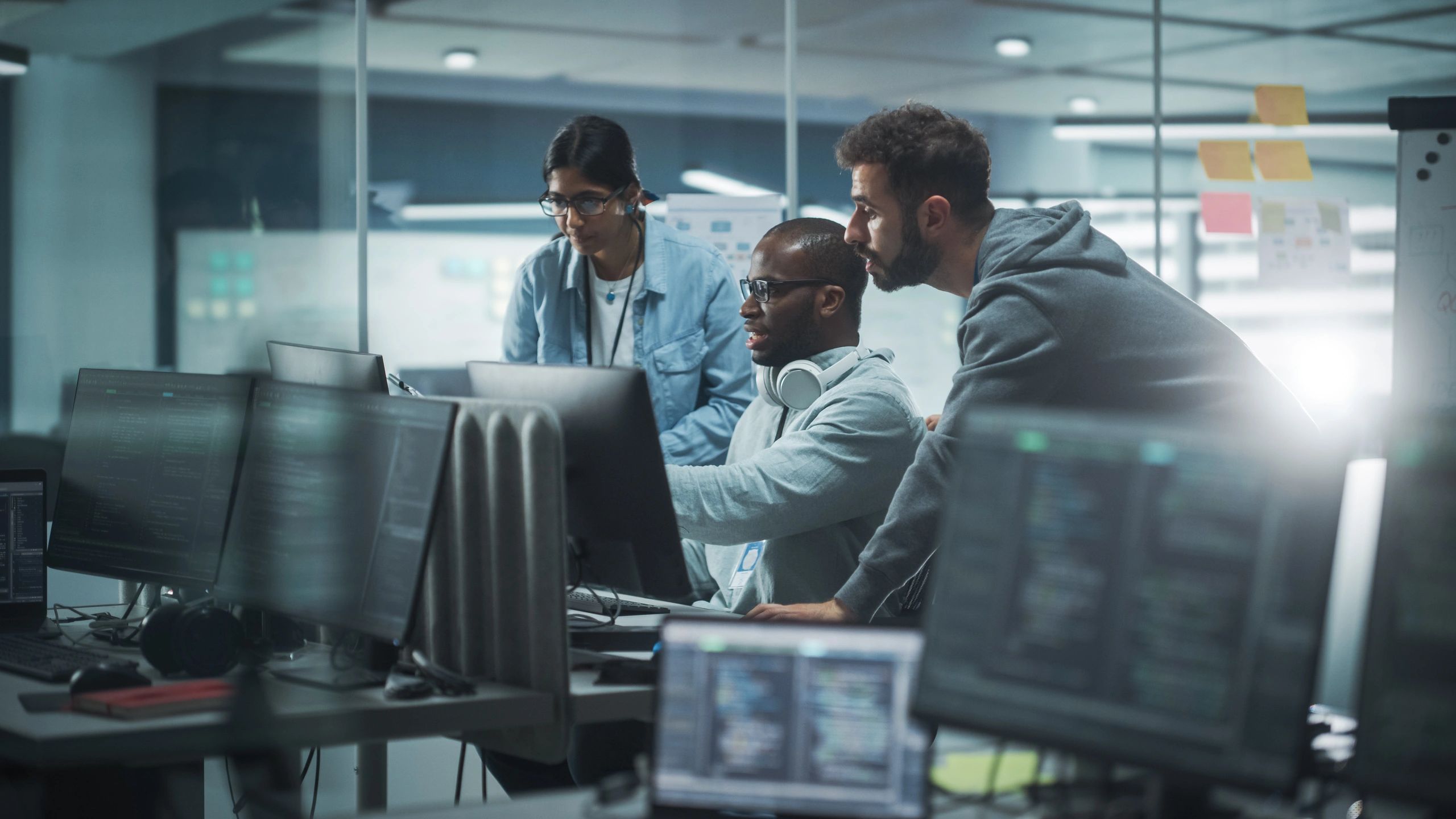 Diverse Group of Professionals Meeting in Modern Office: